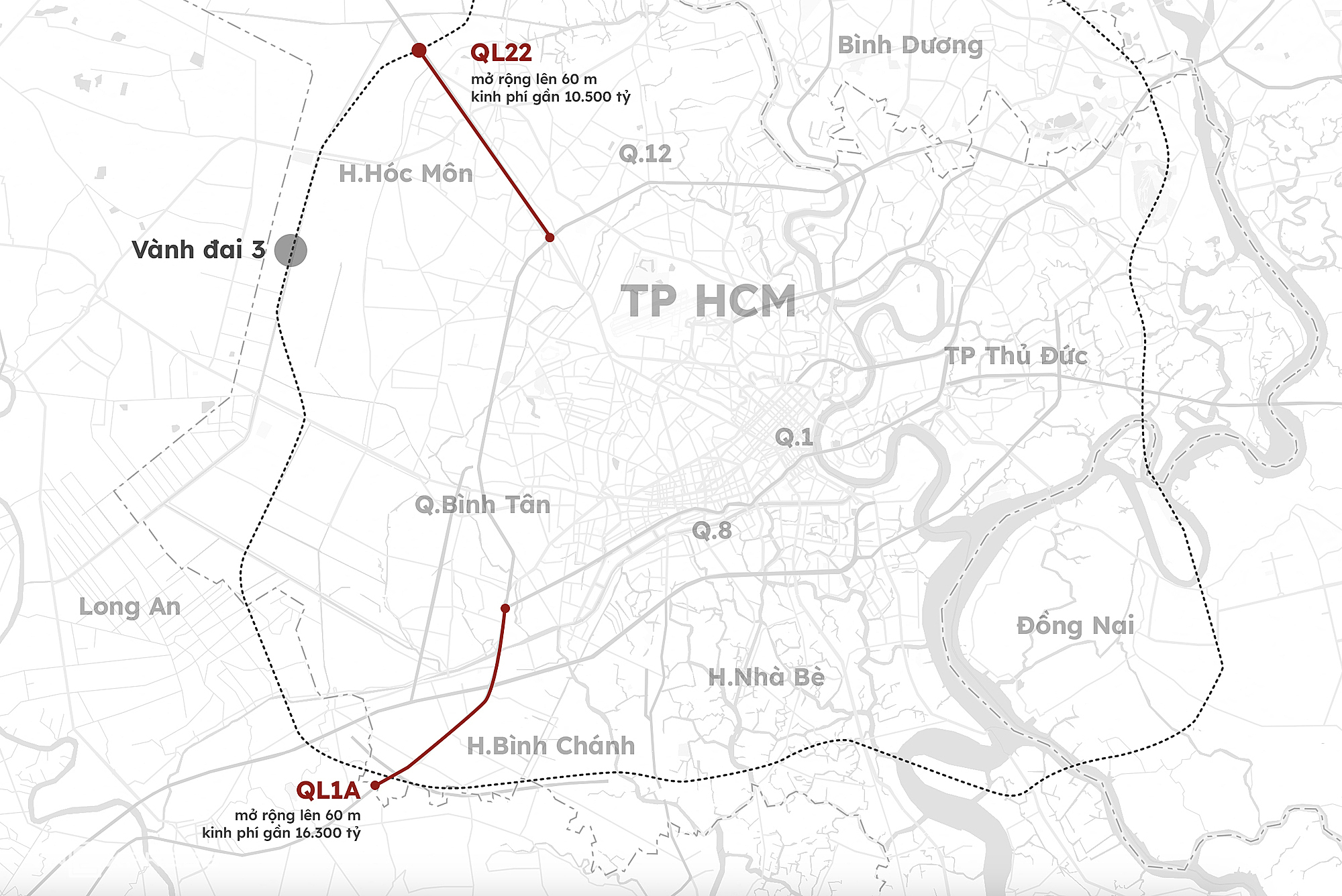 TP HCM Mở Rộng Hai Quốc Lộ Cửa Ngõ Lên 60m, Xóa Ùn Tắc